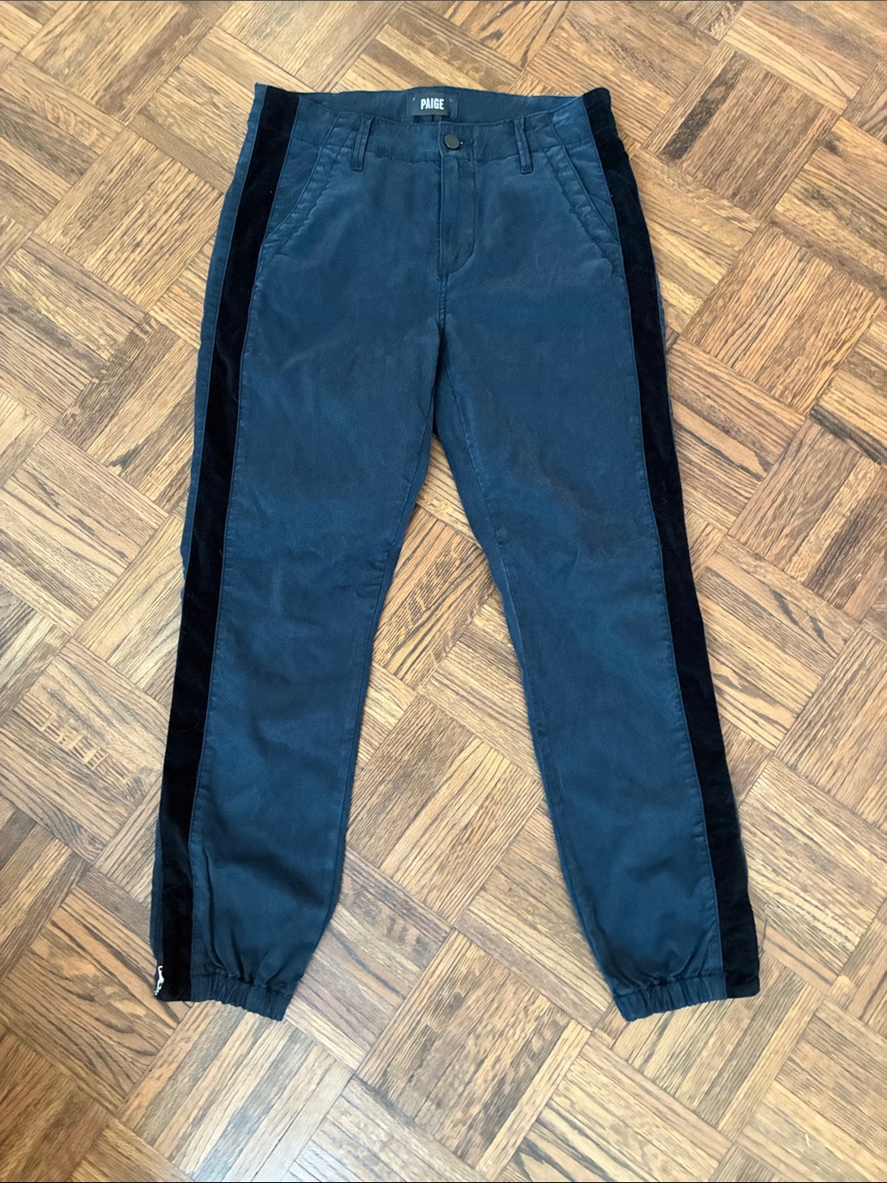 Paige Mayslie Slim Jogger w Velvet Stripe Washed Black